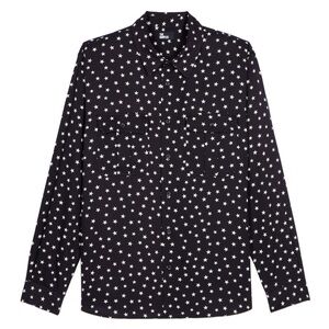 The Kooples Star Print Viscose Button Up Shirt Black Celestial Designer